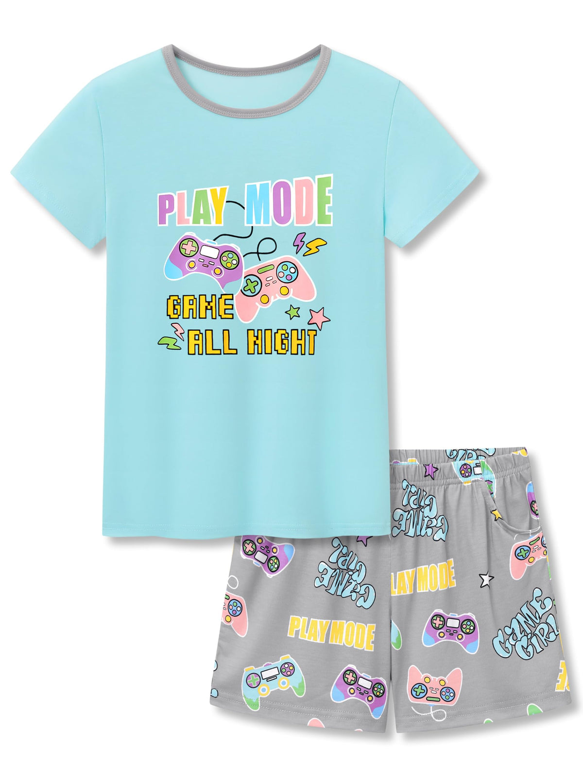 Topgal Girls Summer Pajama Set Cute Prints Short Sleeves Shorts Size 6-18