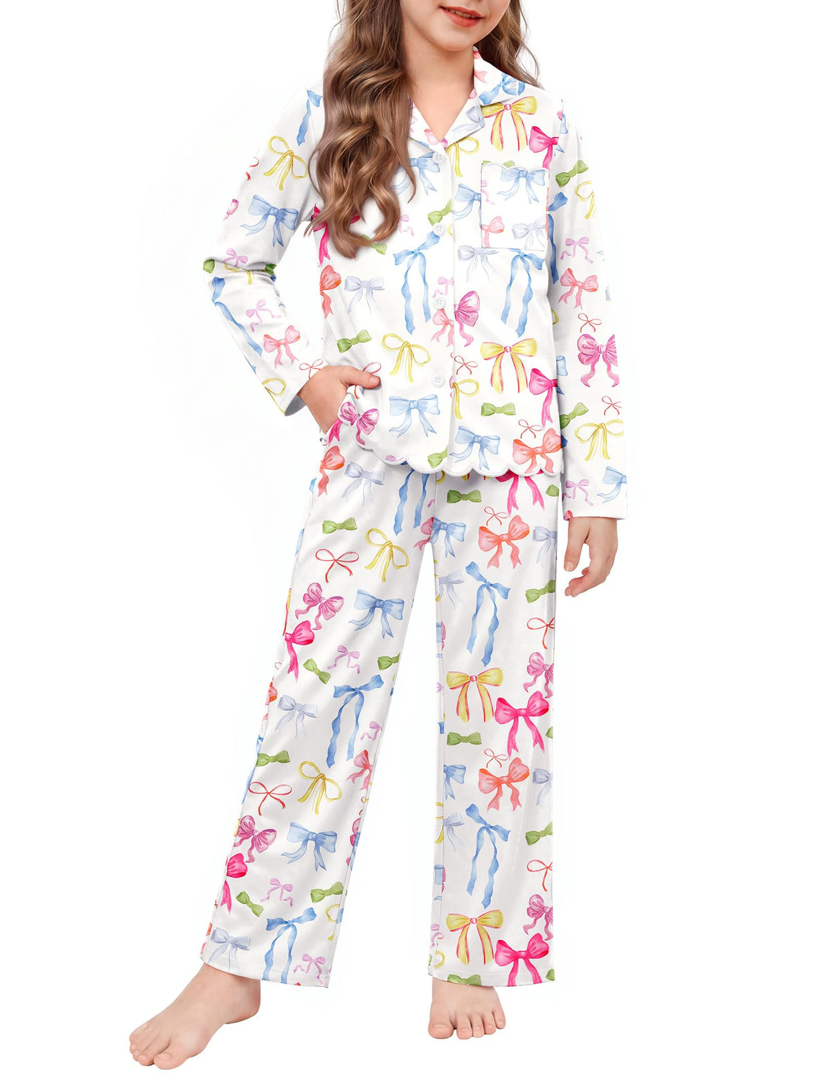 Arshiner Girls Pajamas Long Sleeve Sleepwear Cute Printed Button Down Pjs