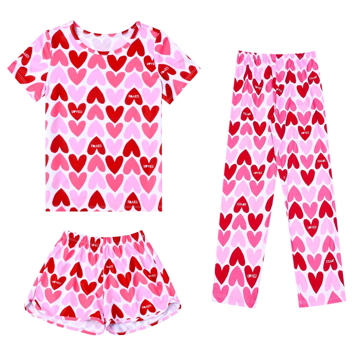 Mirawise Girls 3 Pc Pajamas Sleepwear Cotton Pjs Clothes Set 4-13 Years
