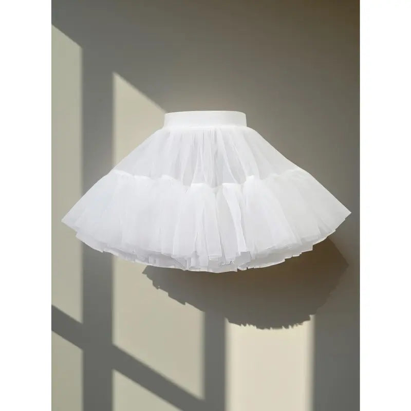 Girls' Sweet Princess Flared Tutu Skirt - Polyester Fluffy Layers, Elastic Waist, All-Seasons Kids' Birthday Party Wear, Ideal Gift