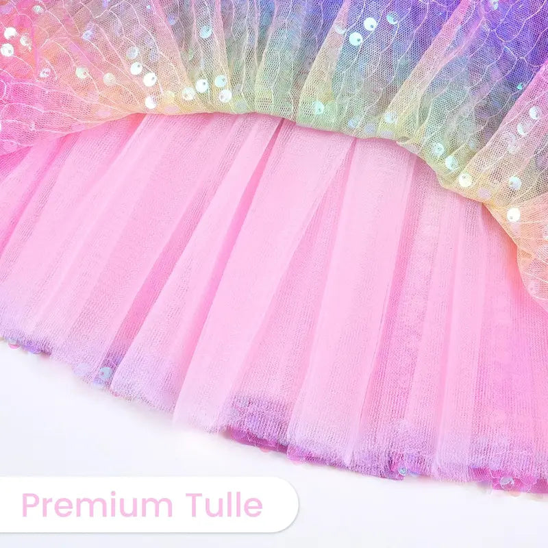 F-CPA03 Toddler Girls' Polyester Sequin Tulle Tutu Skirt - Jazz Tap Dance Costumes, Birthday Party Fashion Clothes