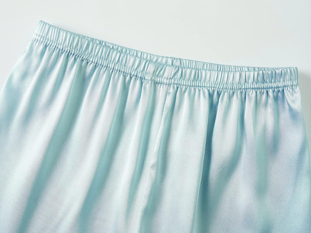 Topgal Girls Satin Pajamas, Short Sleeve Shorts Button Up, Size 6-16