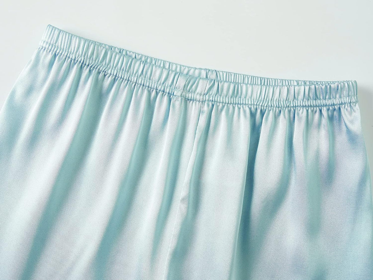 Topgal Girls Satin Pajamas, Short Sleeve Shorts Button Up, Size 6-16