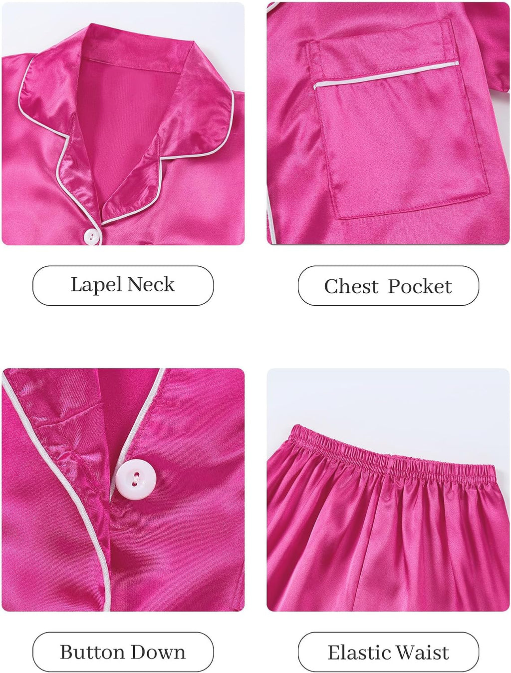DIPUG Girls Pajamas Pjs Set Satin Long Sleeve Sleepwear for Kids