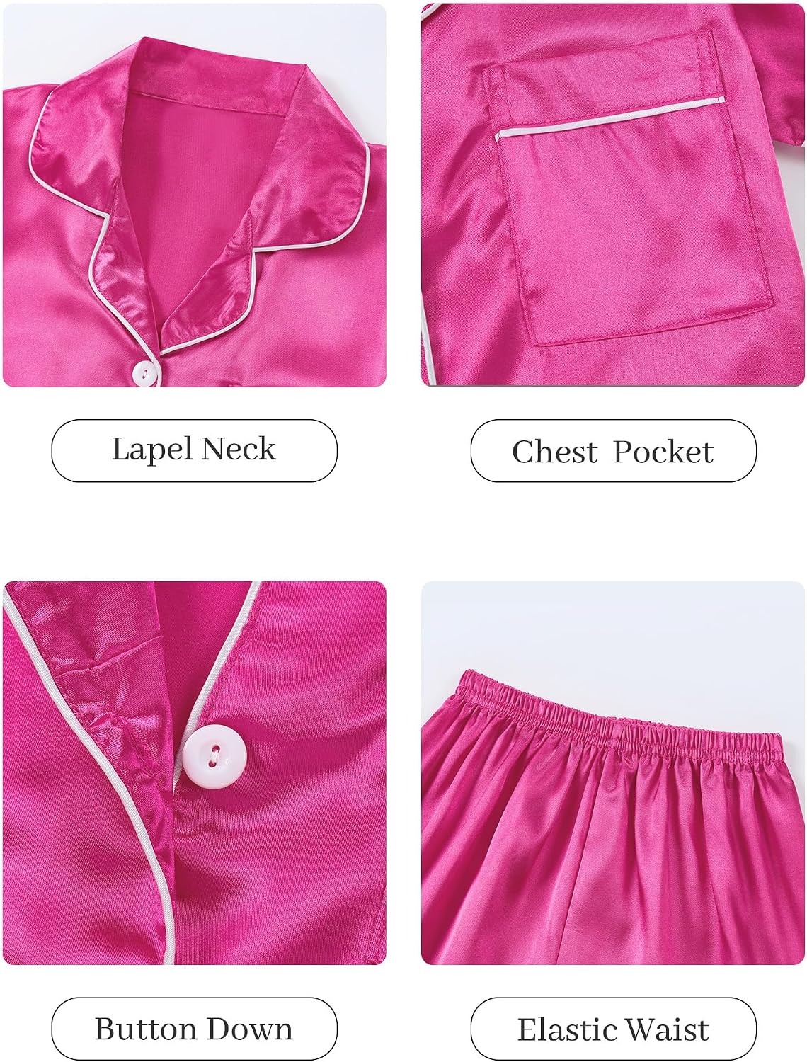 DIPUG Girls Pajamas Pjs Set Satin Long Sleeve Sleepwear for Kids