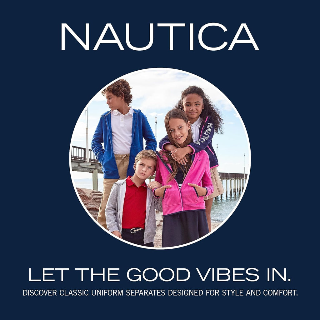 Nautica Girls' School Uniform Pull-on Scooter Skirt With Undershorts, Poplin Style With Button Pockets