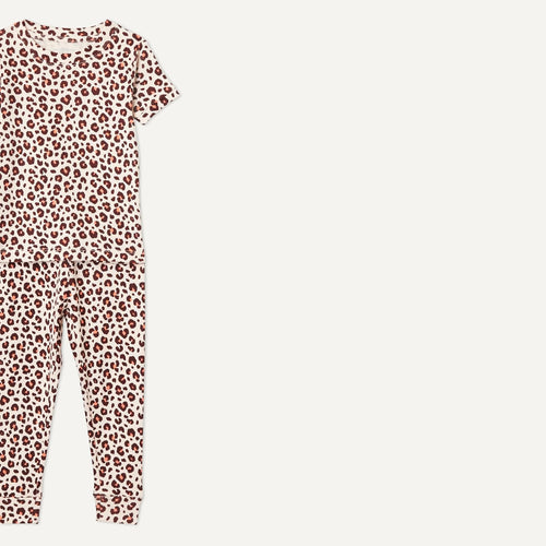 Amazon Essentials Girls' Snug-Fit Cotton Pajama Set, Short-Sleeve T-Shirt and Pants