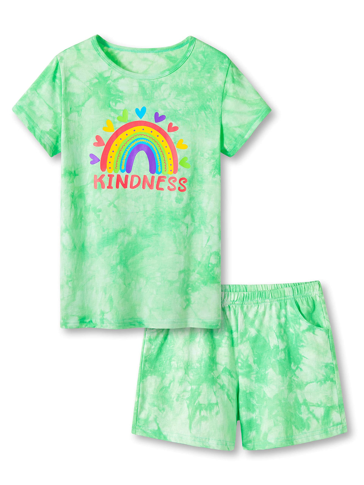 Tebbis Girls Tie Dye Short Sleeve Pajamas Cotton Loungewear Size 4T-18