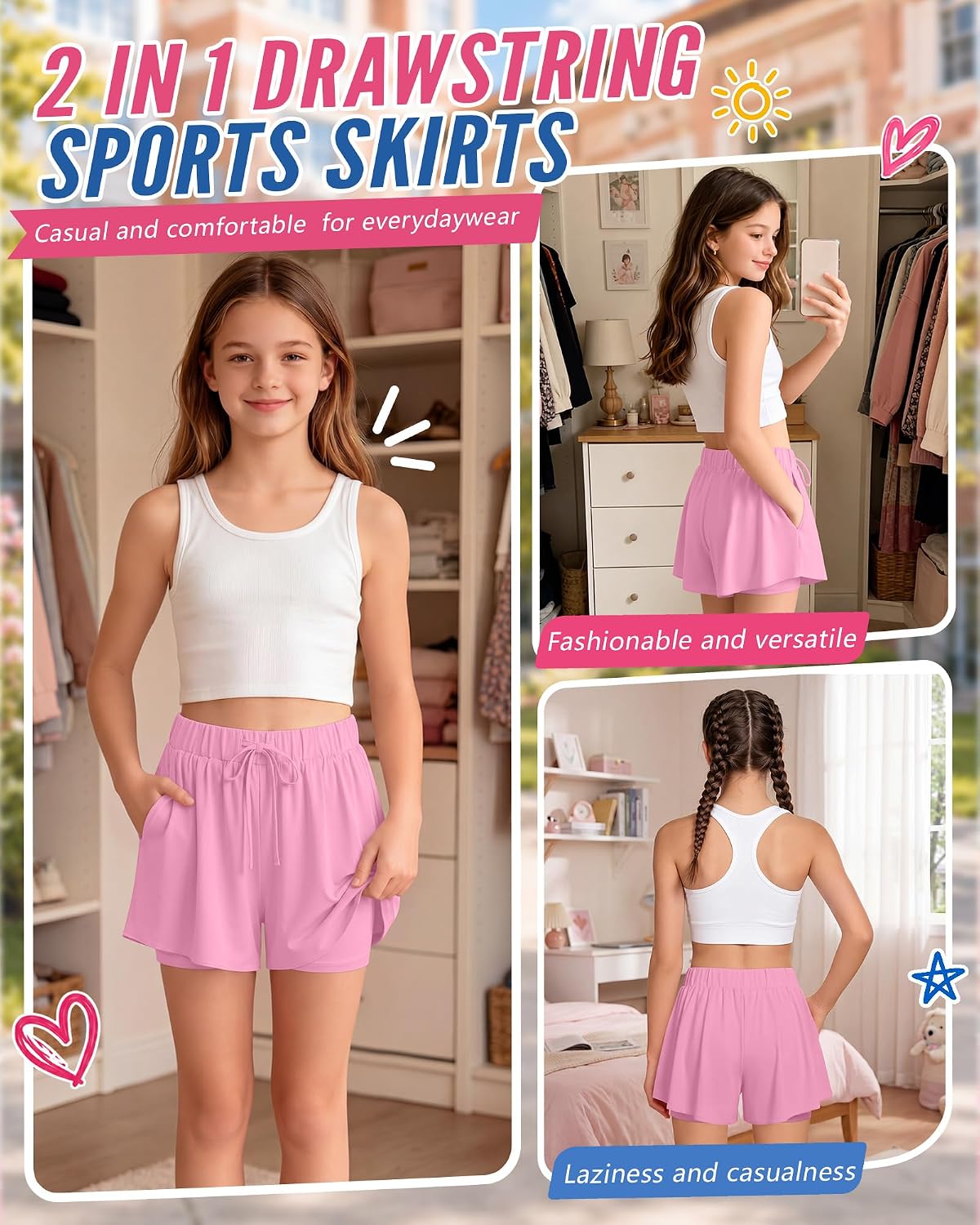 Girls Flowy Shorts Back to School