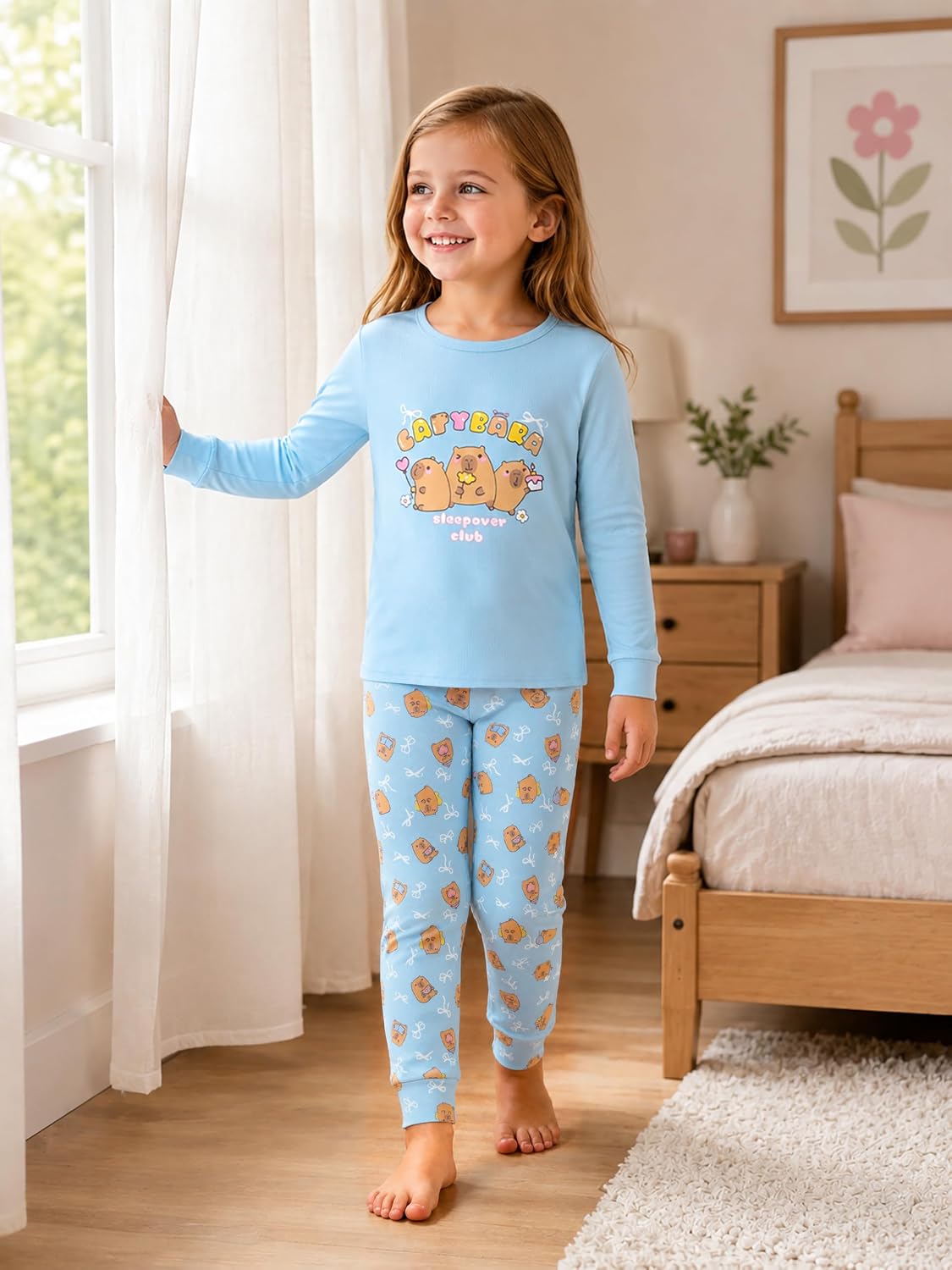 Topgal Girls Snug Fit Pajamas, 2-Piece Long Sleeve Set, Sizes 4T-14