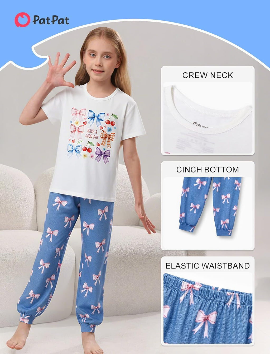 PATPAT Girls Pajamas Soft Pjs Long Sleeve Tops and Pants Loungewear Sets