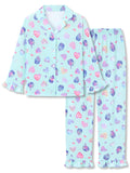 Beezizac Girls Cartoon Ruffle Long Sleeve Button Down Pajama Set Sizes 6-18
