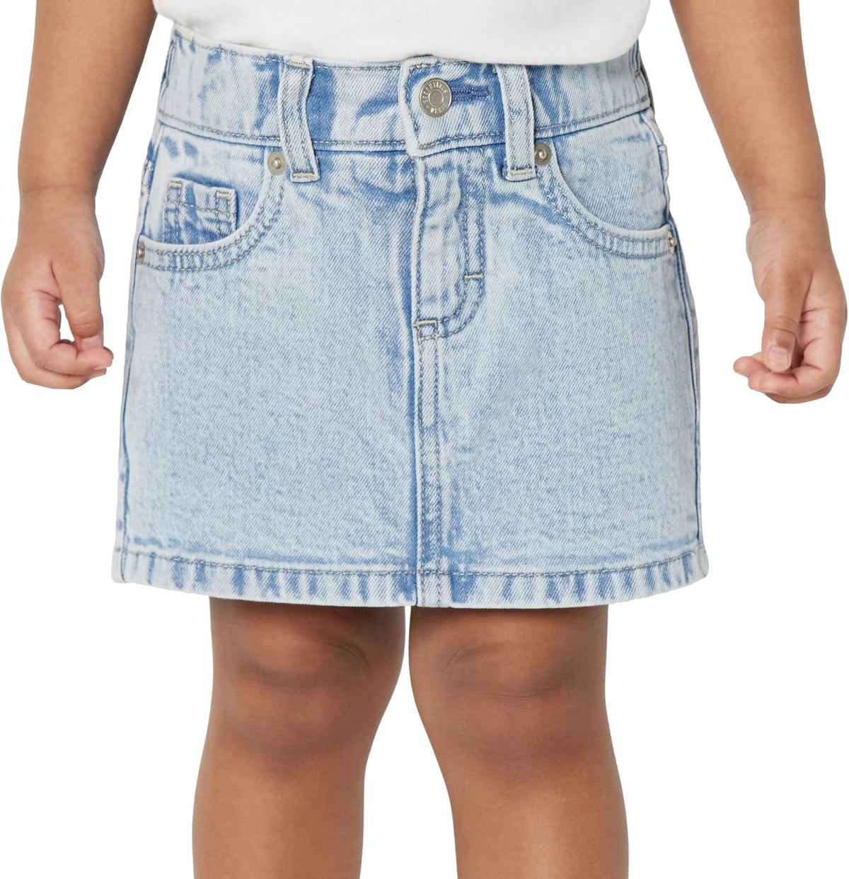 Amazon Essentials Girls and Toddlers' Medium Stretch Regular-Fit Denim Skort with Built-in Shorts