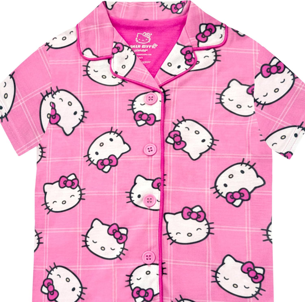 Hello Kitty Girls Pajama Set - 2 Piece Girls Pjs Button Down Short Sleeve & Pants For Kids - Official Product