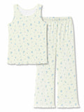 Beezizac Girls Pointelle Pajamas Floral Tank and Wide Leg Pants Size 6-18