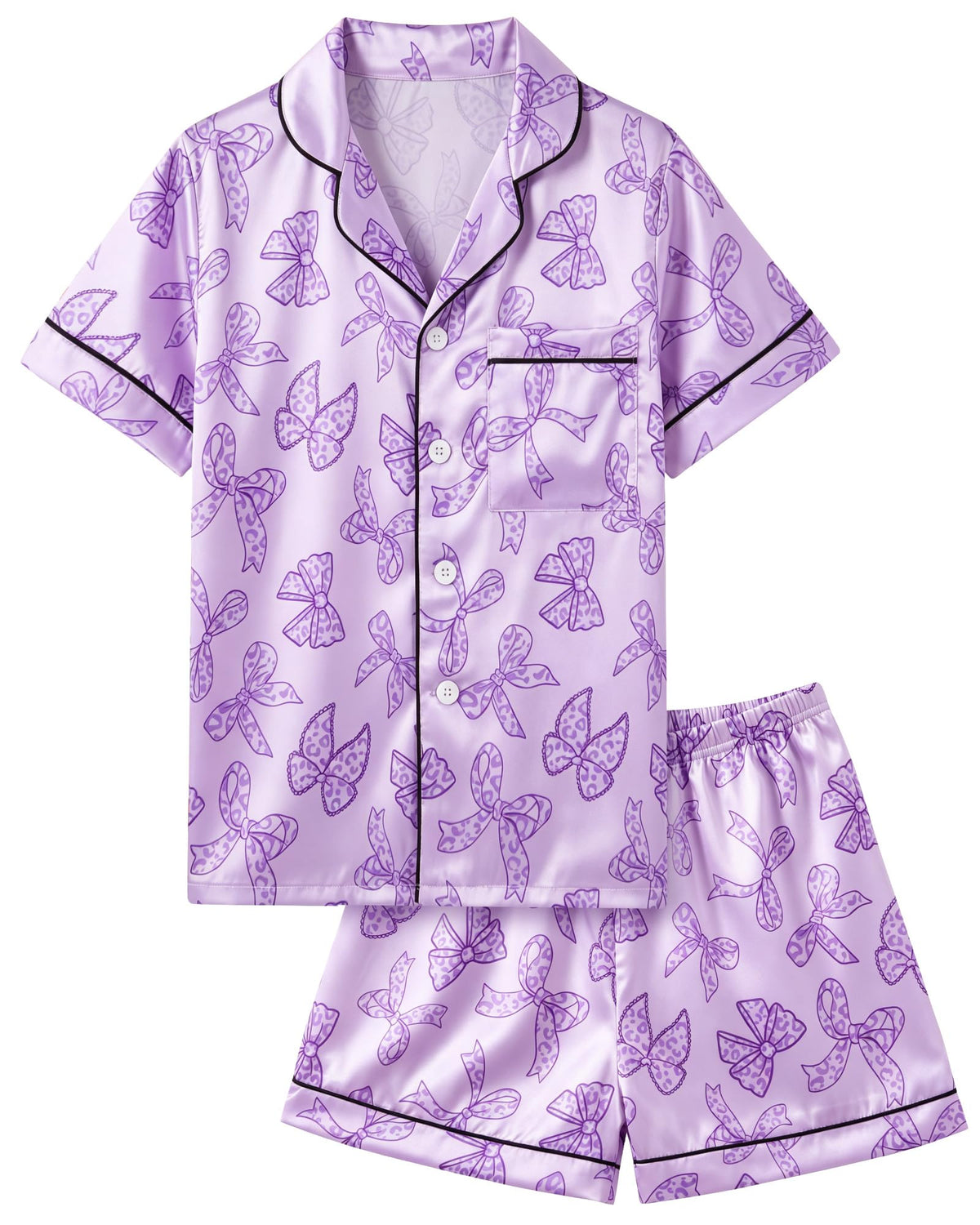 ICOSY Girls Pajamas Set, Silky Sleepwear Pjs for Kids 6-15Y