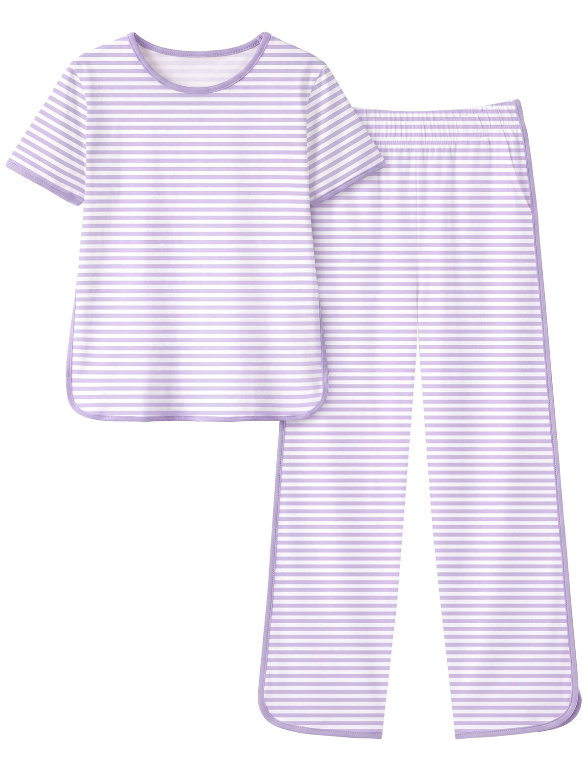 Yoofoss Girls Pajamas Organic Cotton Loose Fit Kids Pjs 2 Piece Sleepwear Short Sleeves & Long Pants Girls Clothes