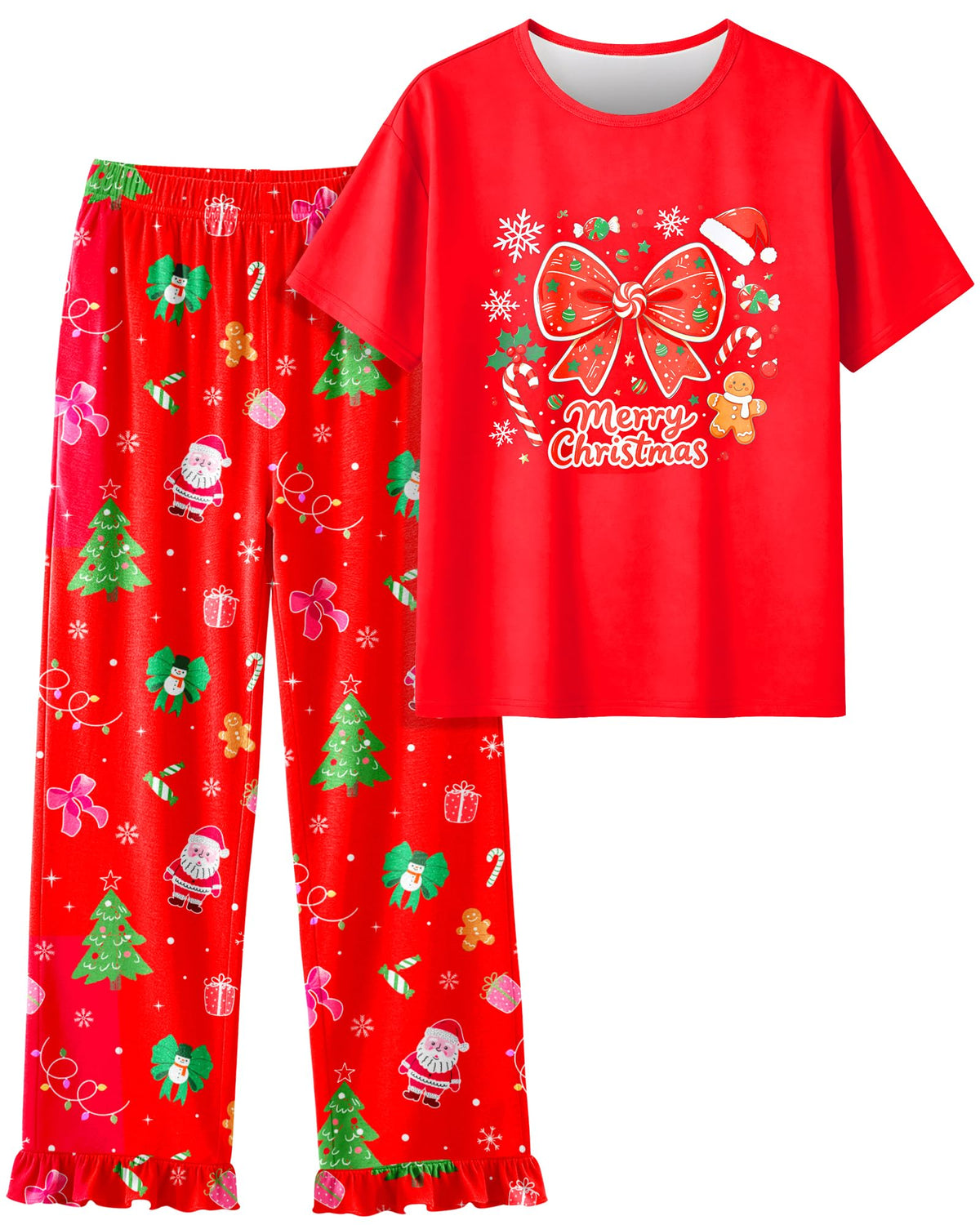 Girls Pajamas Short Sleeve Pants Pjs Set Cute Soft Sleepwear Loungewear Toddler Little Kid Size 3-10