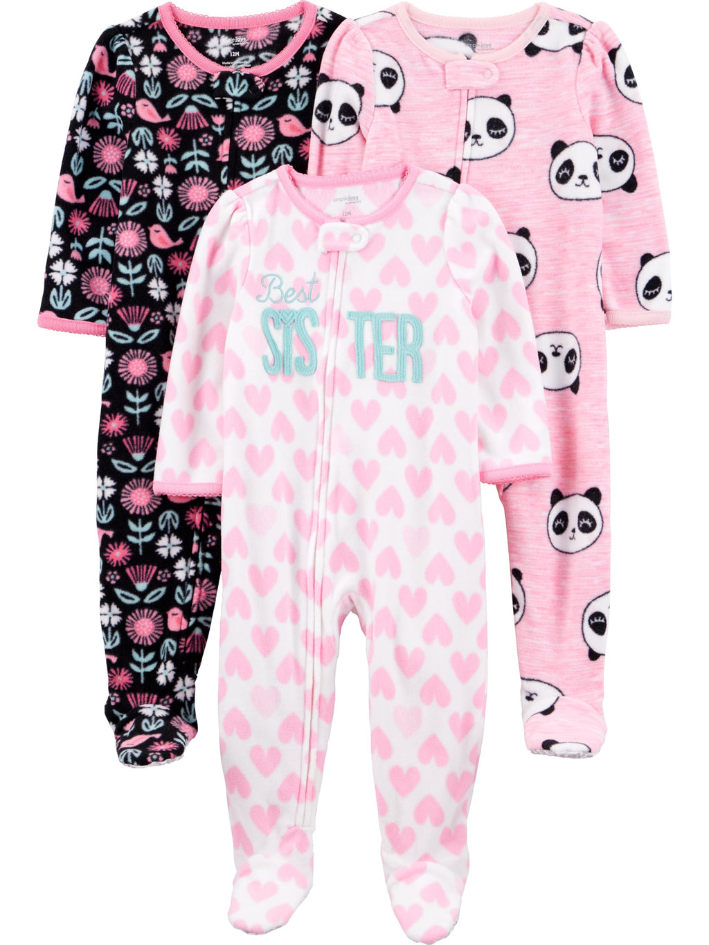 Simple Joys by Carter's Girls Loose-Fit Flame Resistant Fleece Footed Pajamas
