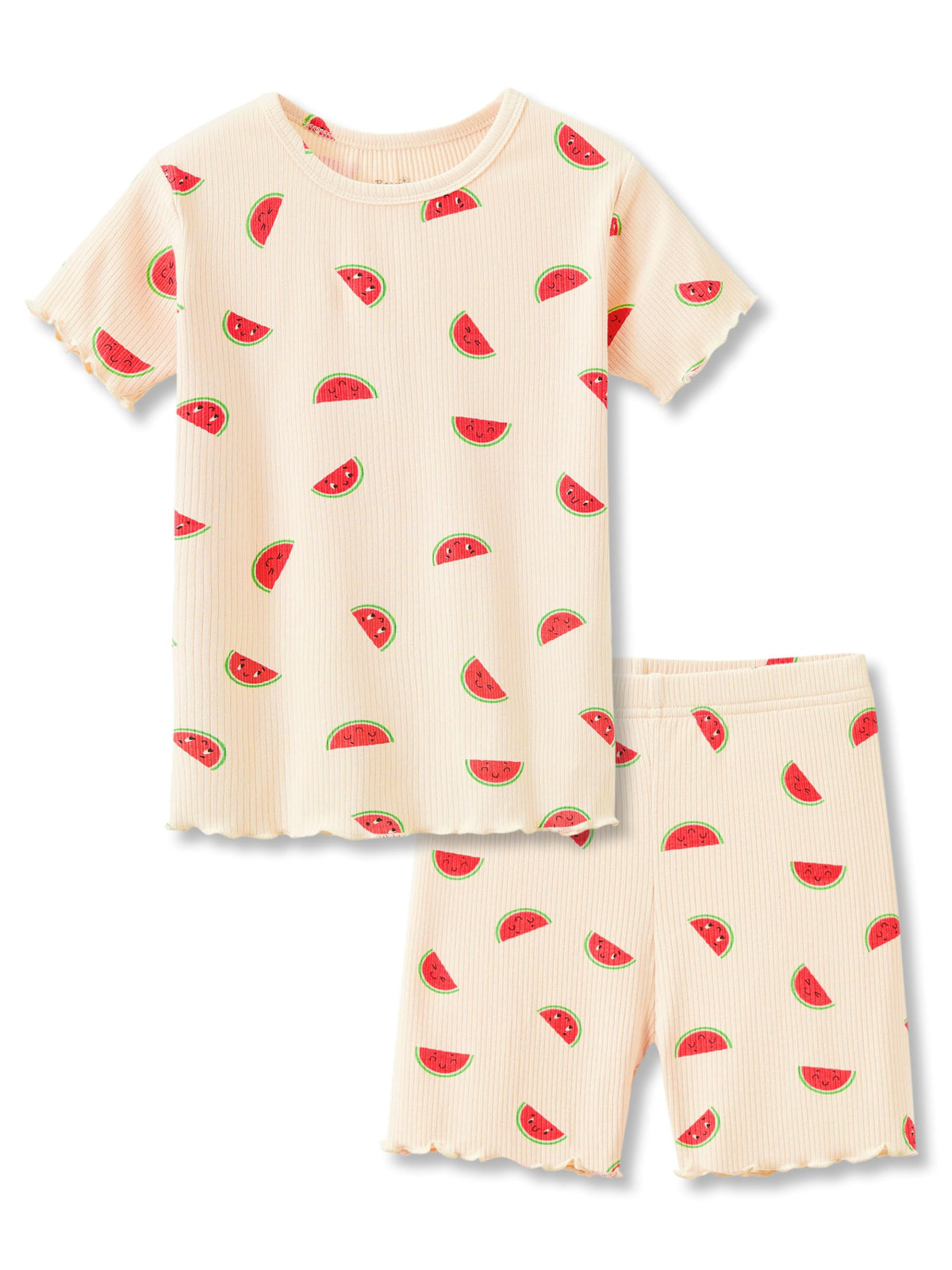 Beezizac Girls Pajamas Lettuce Trim Short Sleeve Set Size 2T-10