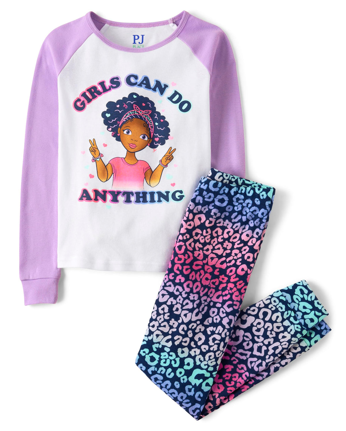 The Children's Place girls Long Sleeve Top and Pants Snug Fit 100% Cotton 2 Piece Pajama Set
