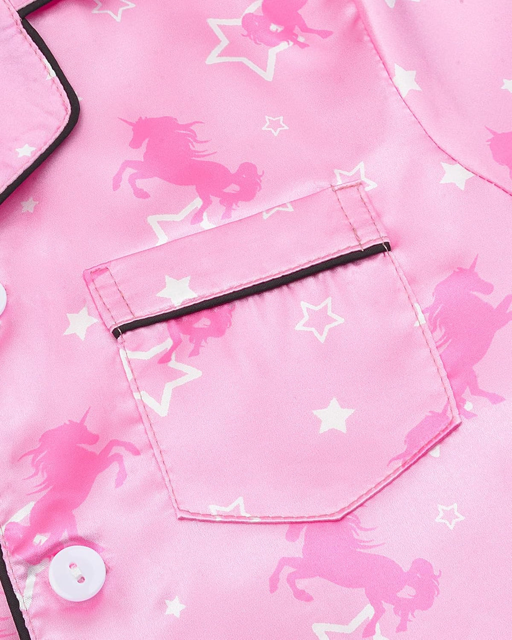 Sylfairy Satin Pajamas for Girls Silky Button-Down Sleepwear Unicorn Nightwear Loungewear PJS Clothes Set Gifts for Kids