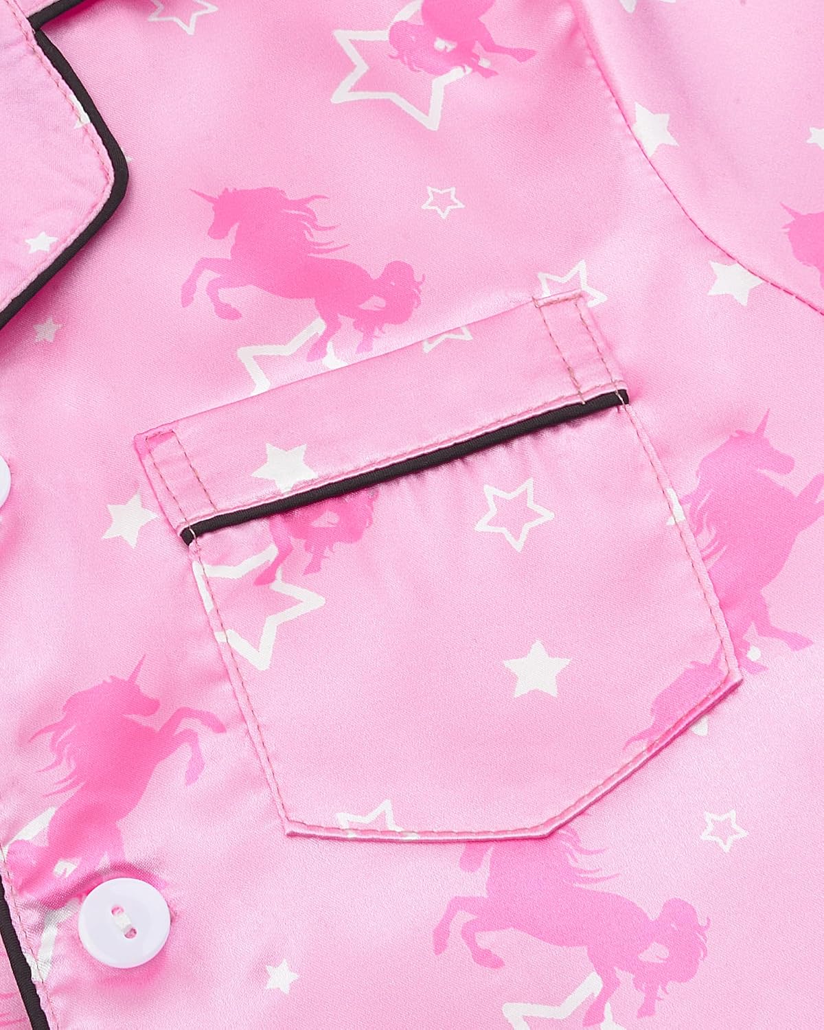 Sylfairy Satin Pajamas for Girls Silky Button-Down Sleepwear Unicorn Nightwear Loungewear PJS Clothes Set Gifts for Kids