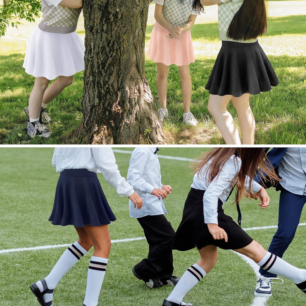 KEREDA Girls Casual Mini High Waist Flared Pleated Skater Uniform Skirts