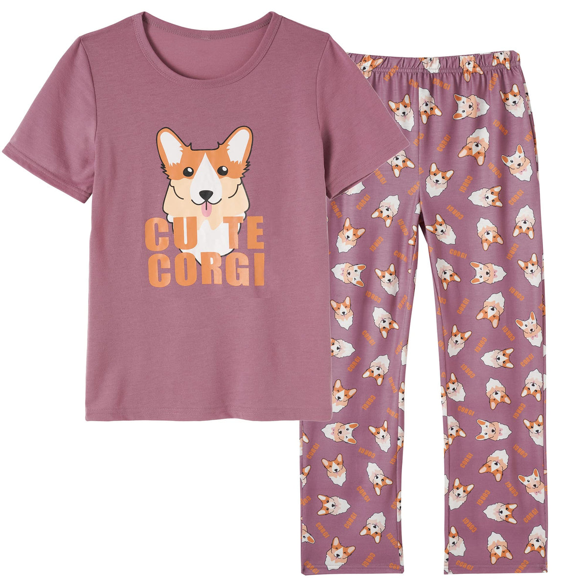 Vopmocld Big Girls' Short Sleeve Long Pant Pajama Sets 2PCS Teens Sleepwear