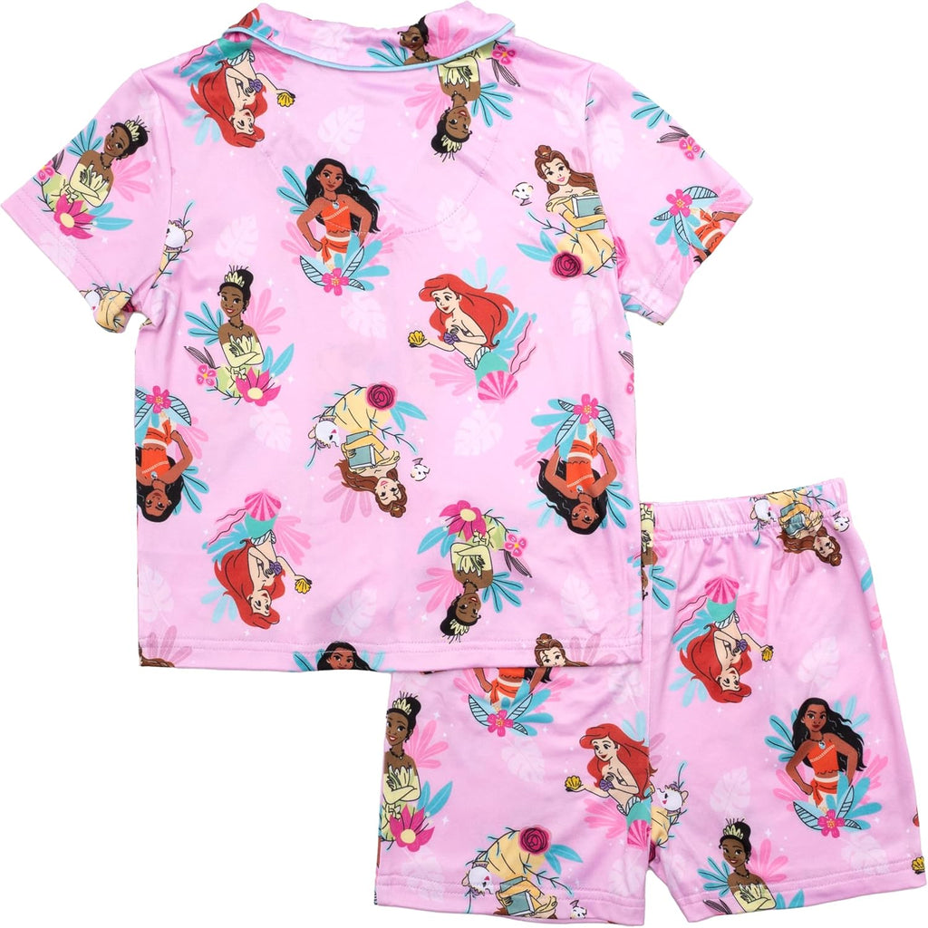 Disney Minnie Mouse Girls' 2-Piece Loose-fit Button Down Matching Pajama Set, Soft & Cute for Kids
