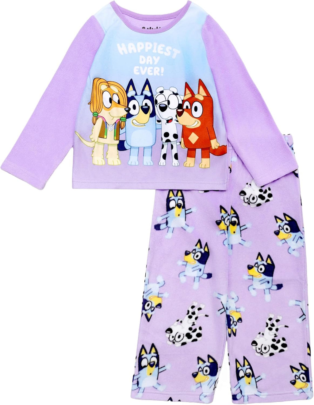 Bluey Girls' 2-piece Loose-fit Pajama Set, Matching Long-Sleeve Pajamas