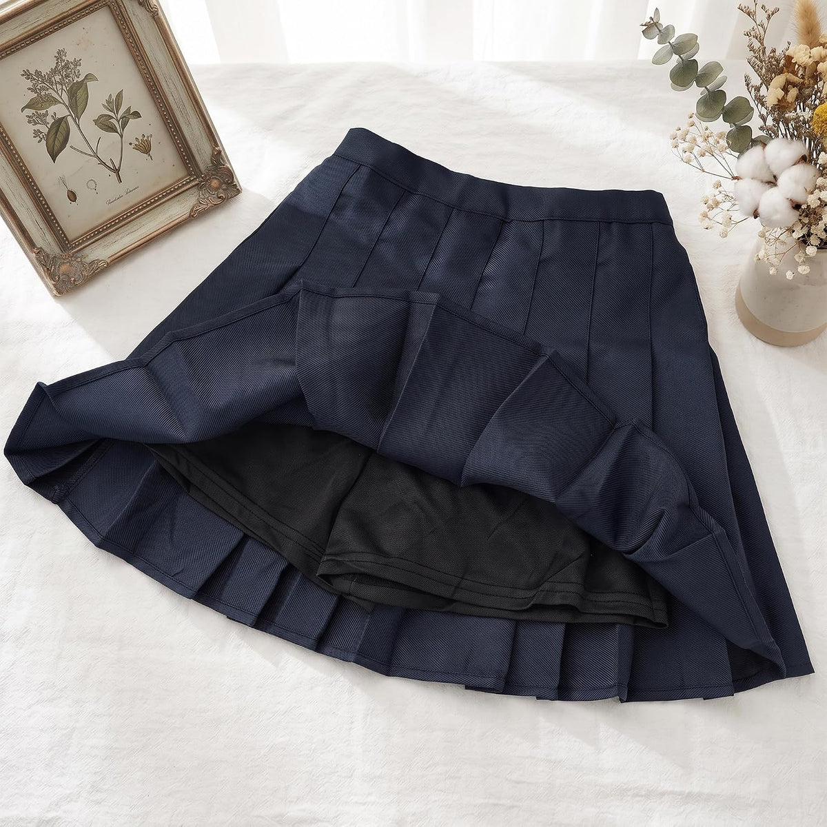 Girls Pleated Skirt Classic Pleated Uniform Skirts with Elastic Waistband School Uniform Tennis Dress with Lining Shorts