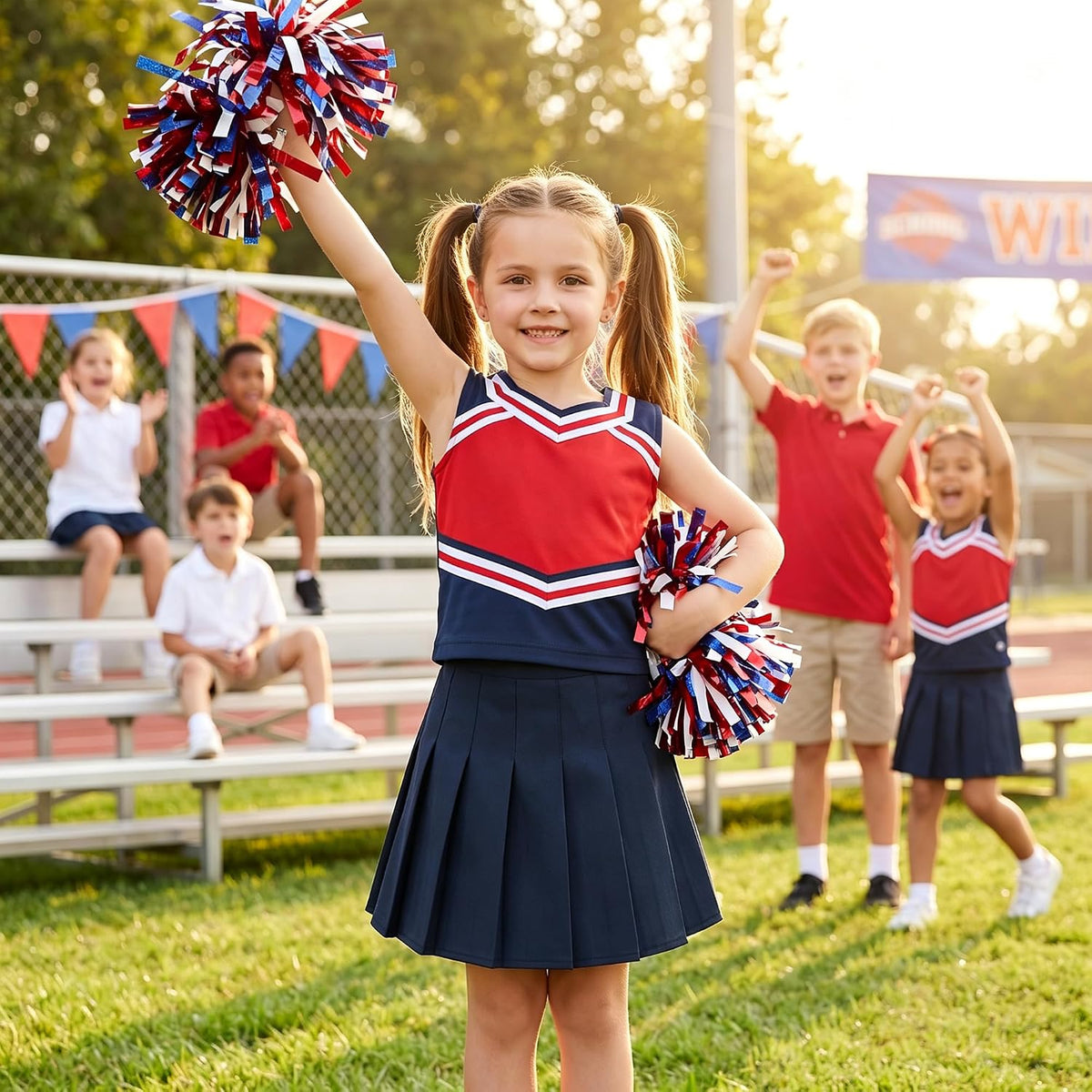 Girls Pleated Skirt Classic Pleated Uniform Skirts with Elastic Waistband School Uniform Tennis Dress with Lining Shorts