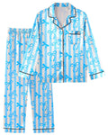 Girls Pajamas Satin Pajama Set Silky Bow Pjs Long Sleeve Button Down Sleepwear Loungewear Sets for Big Kids 7-14Y