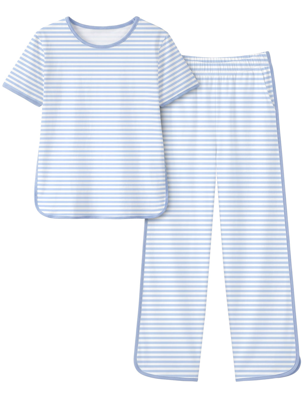 Yoofoss Girls Pajamas Organic Cotton Loose Fit Kids Pjs 2 Piece Sleepwear Short Sleeves & Long Pants Girls Clothes