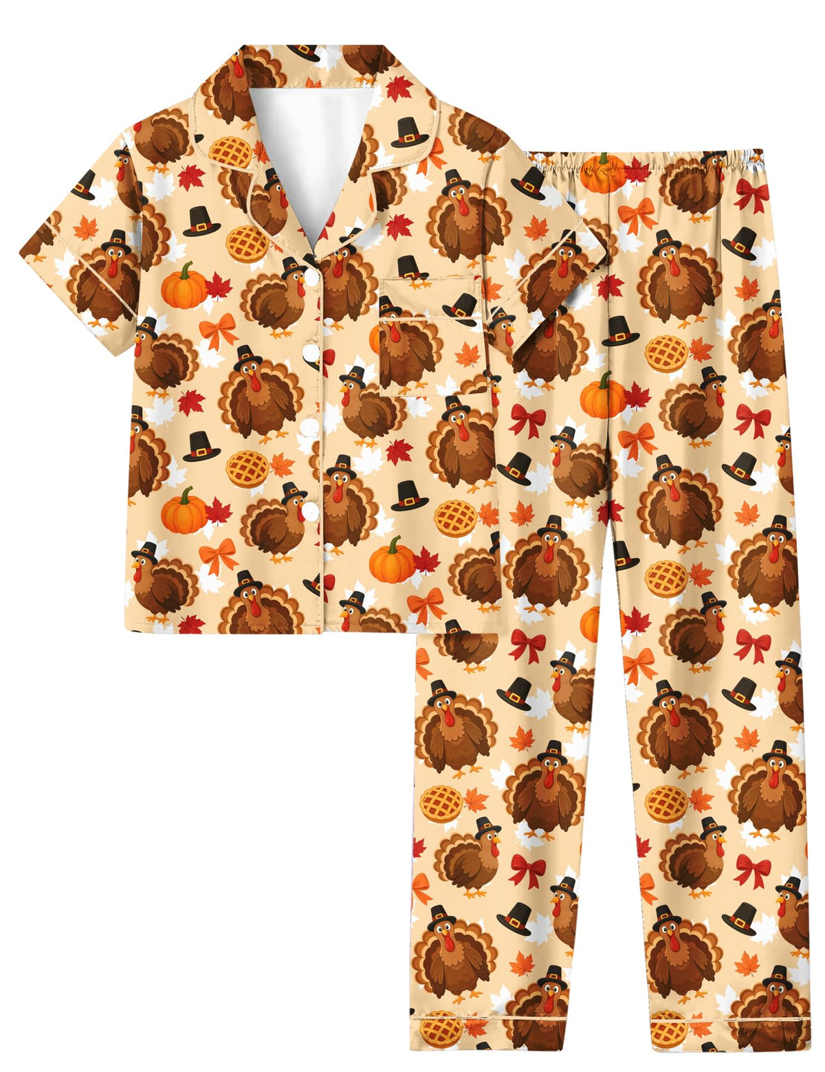 UNIFACO Girl's Christmas Pajamas Set 2pcs Button Dwon Sleepwear Size 7-14