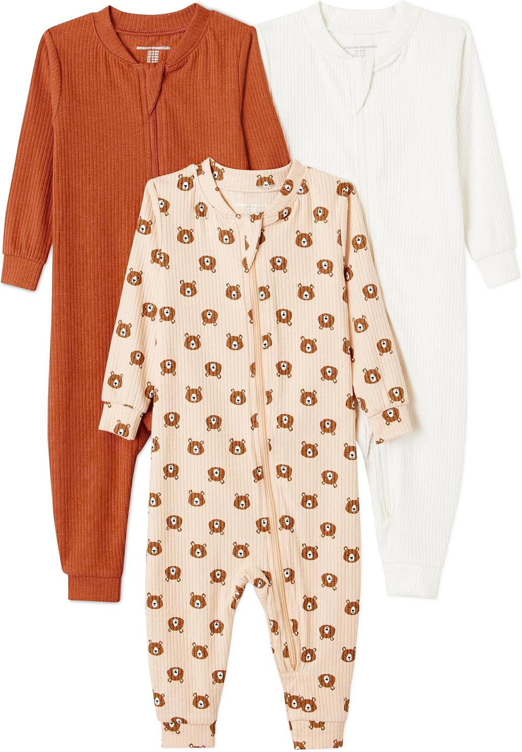 Amazon Essentials Unisex Babies' Ribbed Footless Pajamas