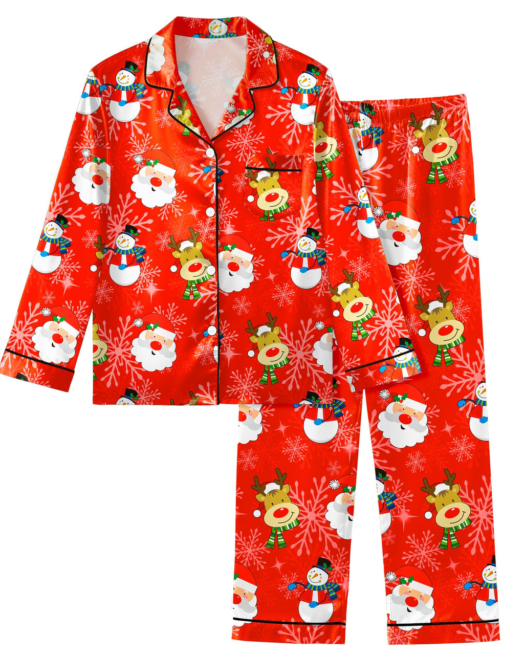 Sylfairy Satin Pajamas for Girls Silky Button-Down Sleepwear Unicorn Nightwear Loungewear PJS Clothes Set Gifts for Kids