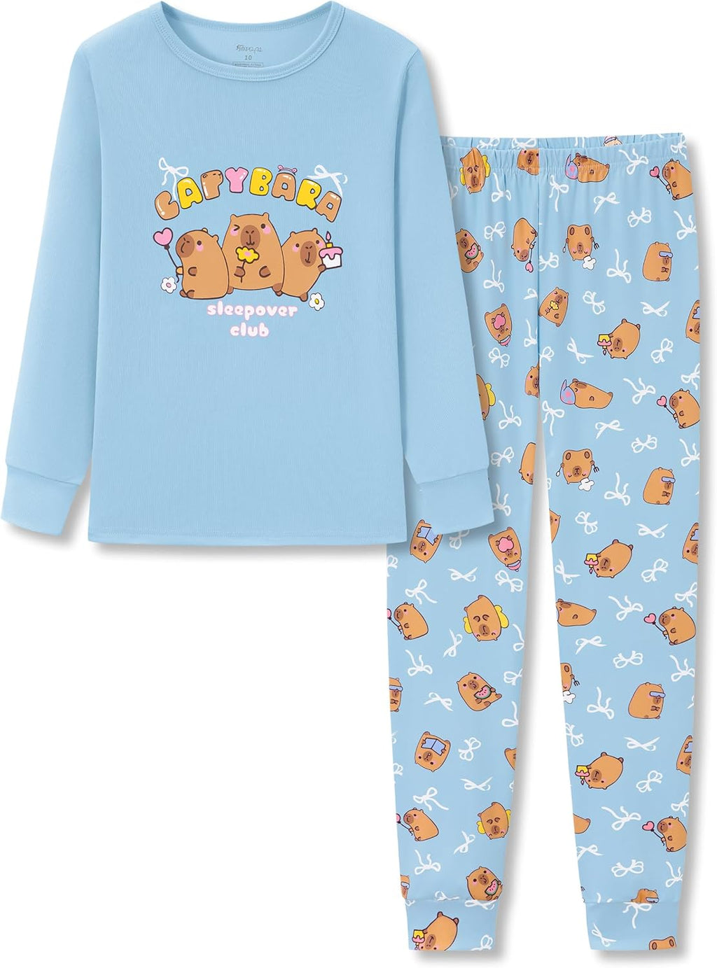 Topgal Girls Snug Fit Pajamas, 2-Piece Long Sleeve Set, Sizes 4T-14