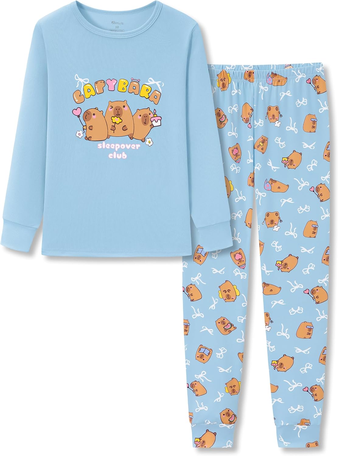 Topgal Girls Snug Fit Pajamas, 2-Piece Long Sleeve Set, Sizes 4T-14