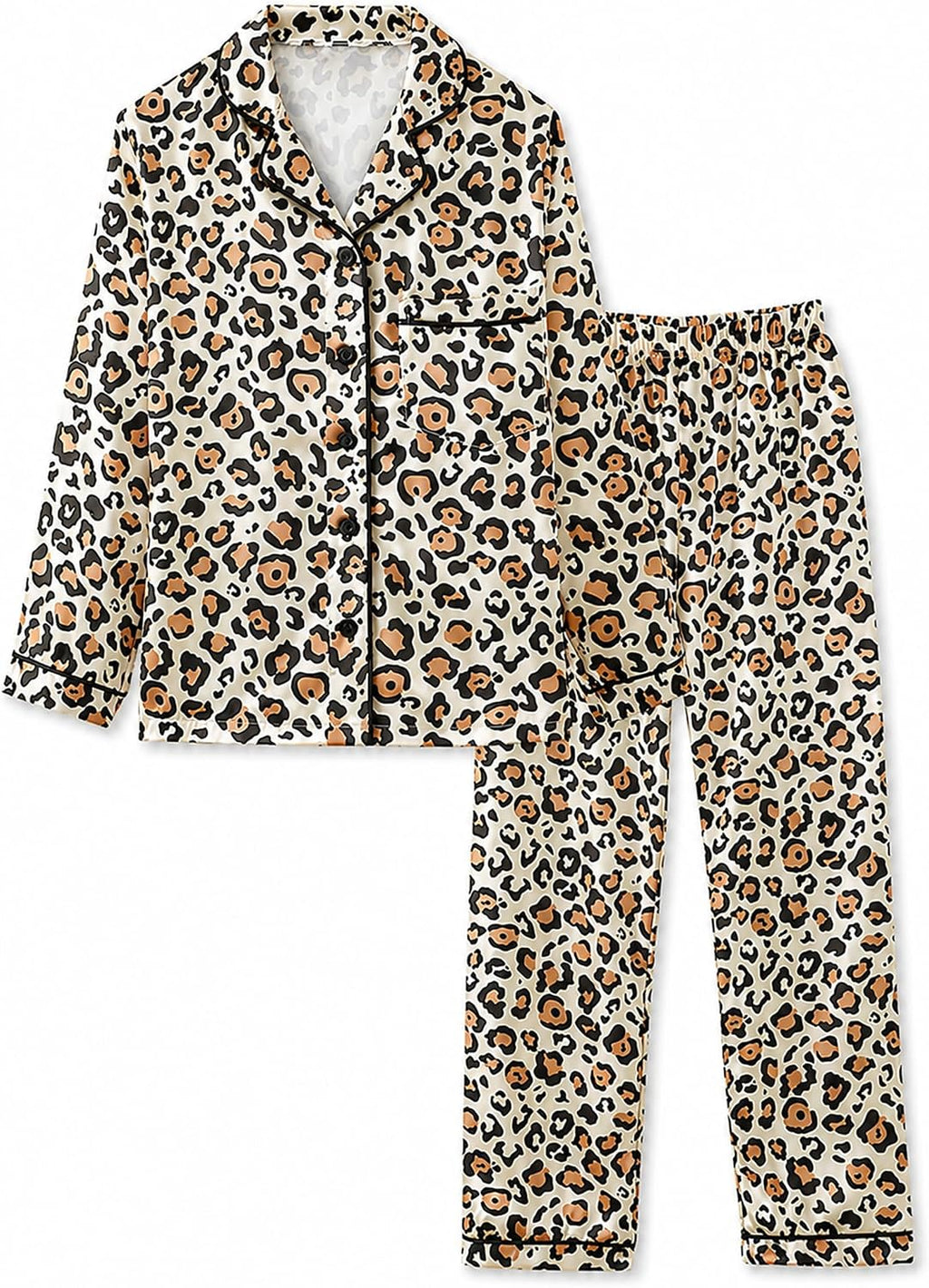 Mikrdoo Girls Silk Pajamas 2 Piece PJs Sets Kids Satin Slpeepwear 3-14Y