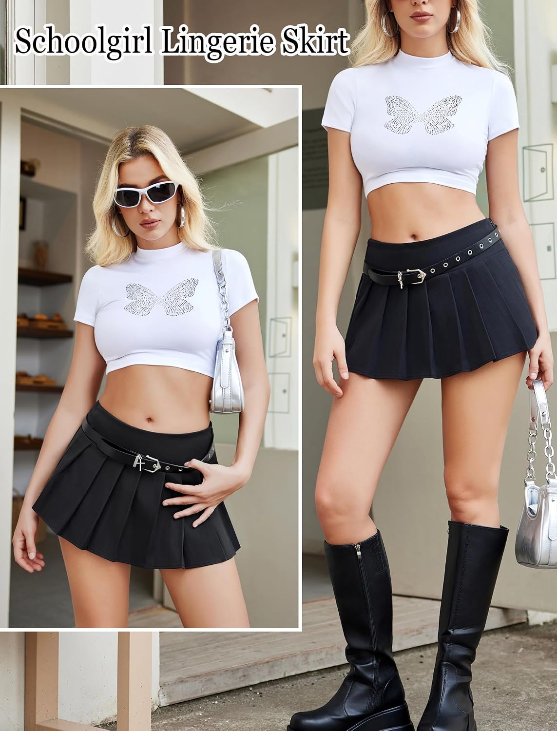 Avidlove Mini Pleated Skirts for Women Sexy Plaid Skirt Casual XS-XXL