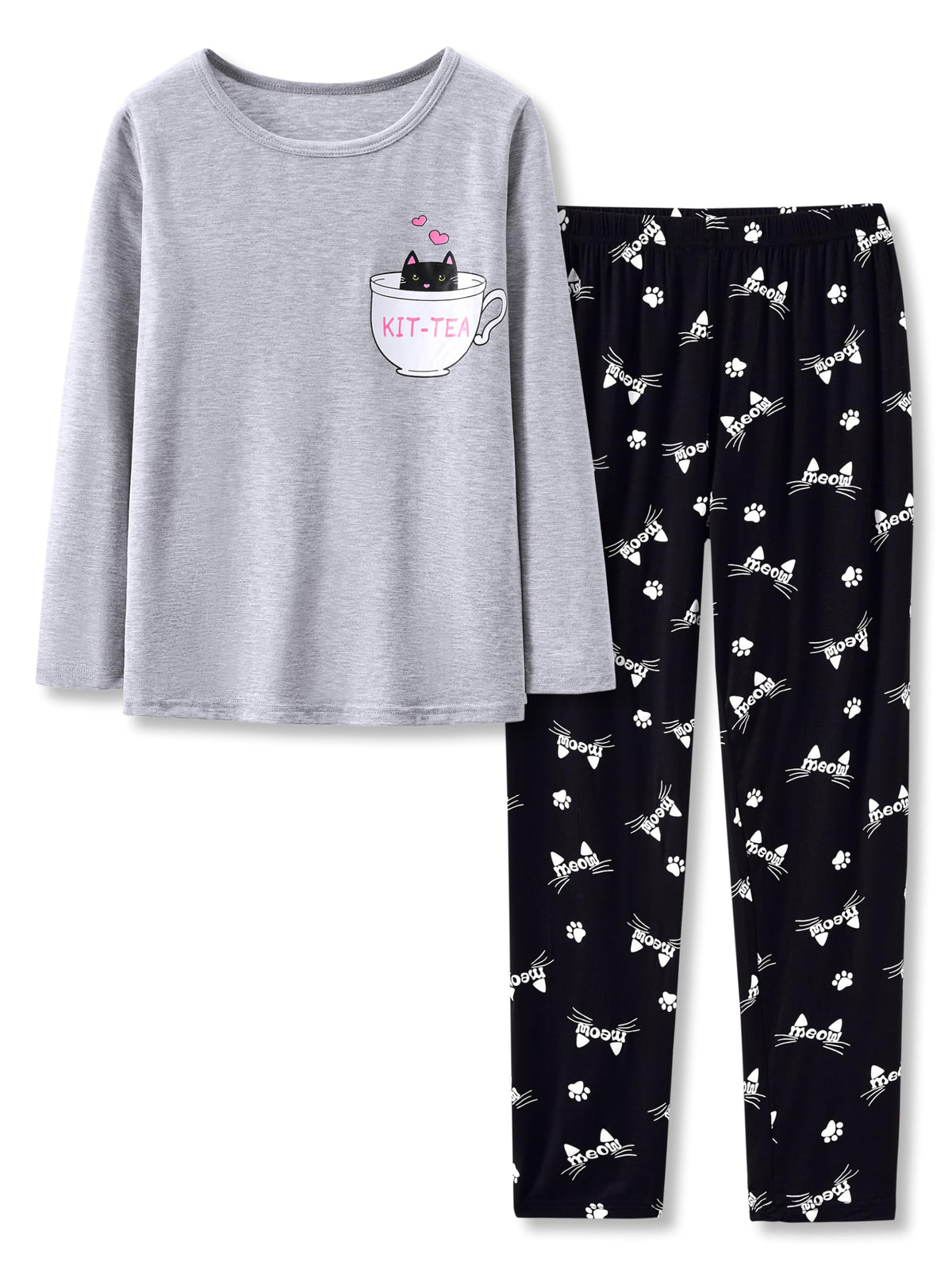 Tebbis Girls Modal Pajamas Cute Print Long Sleeves & Pants Sizes 6-18