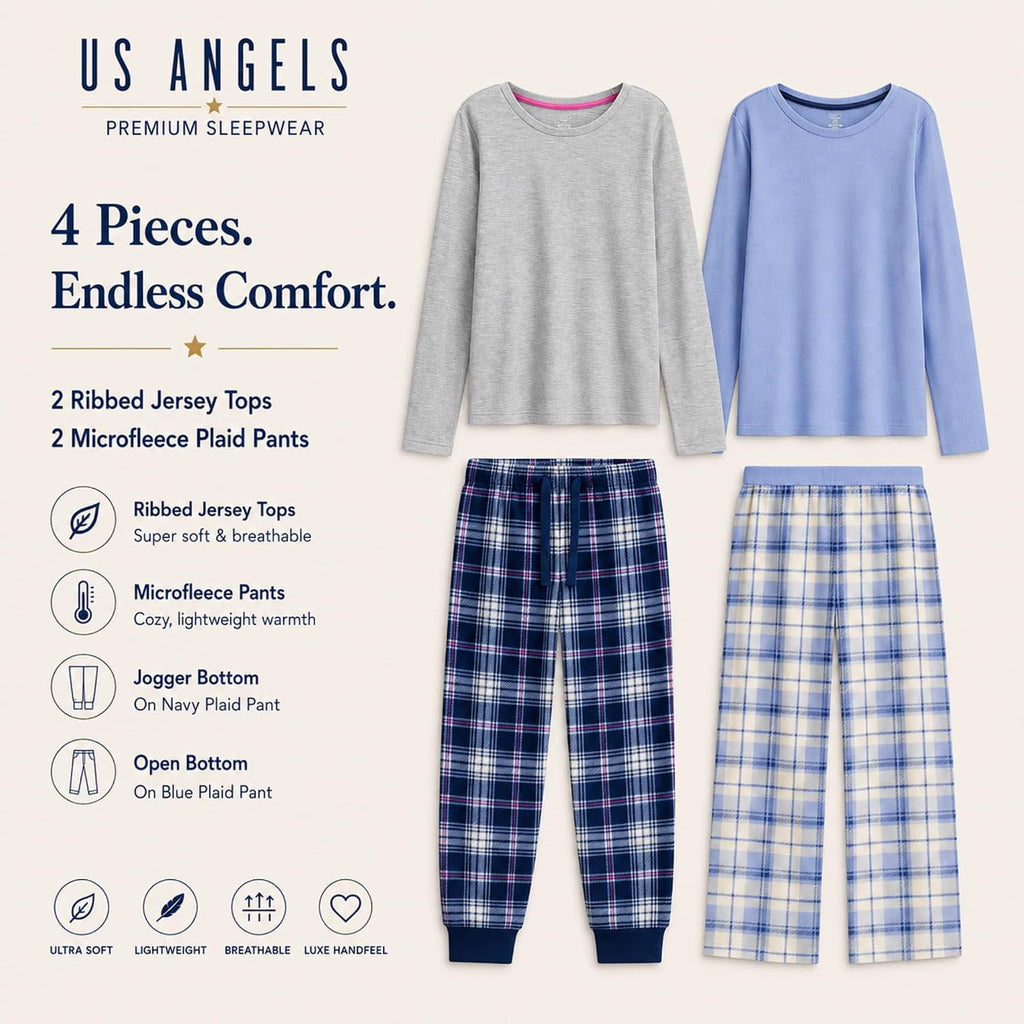 Angels Girls Pajamas Set - Comfortable & Soft - Girls Pjs Size 10-12, 14-16