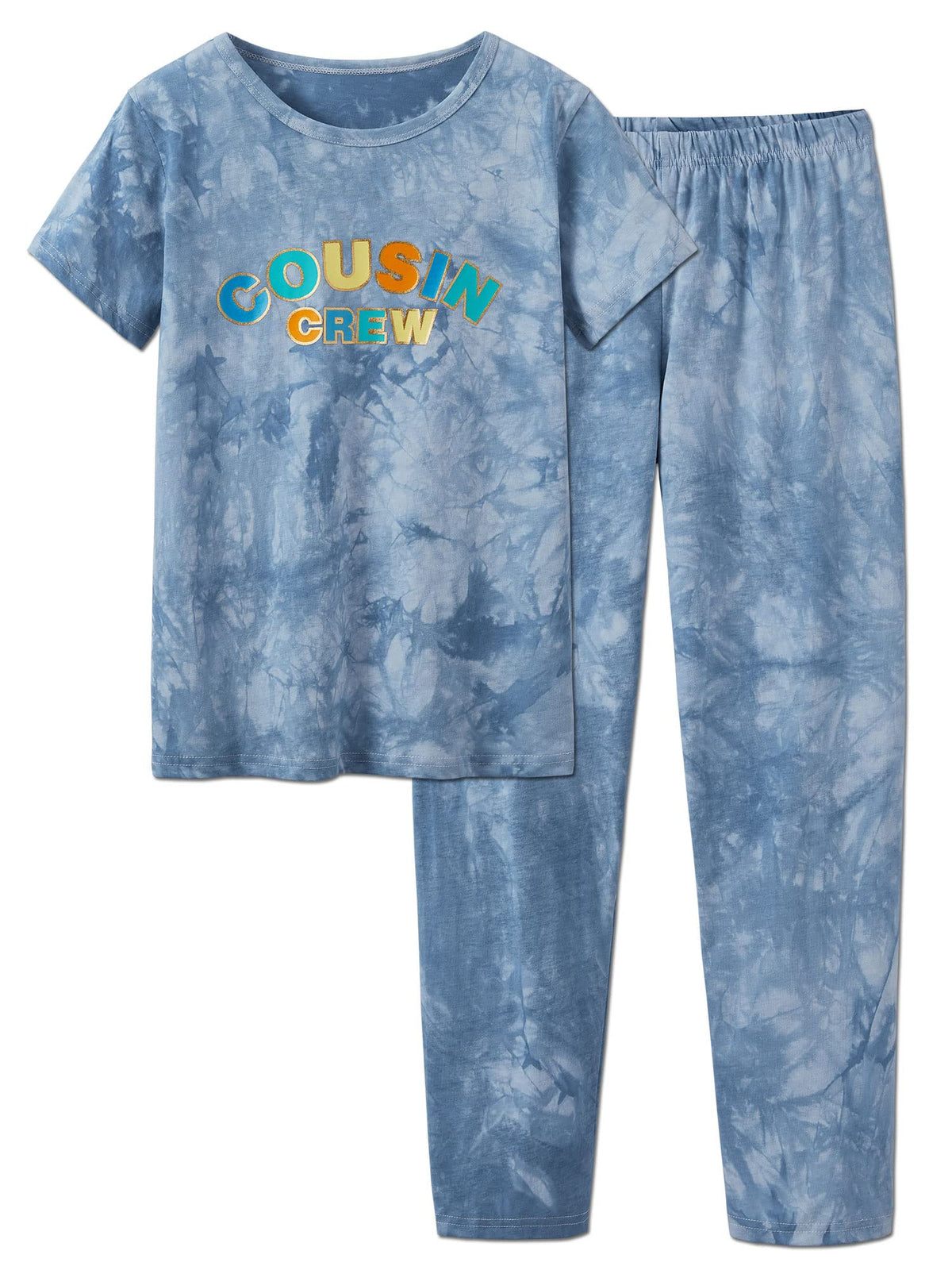 Beezizac Girls' 100% Cotton Pajama Set, Tie-Dye with Various Prints, 4T–18