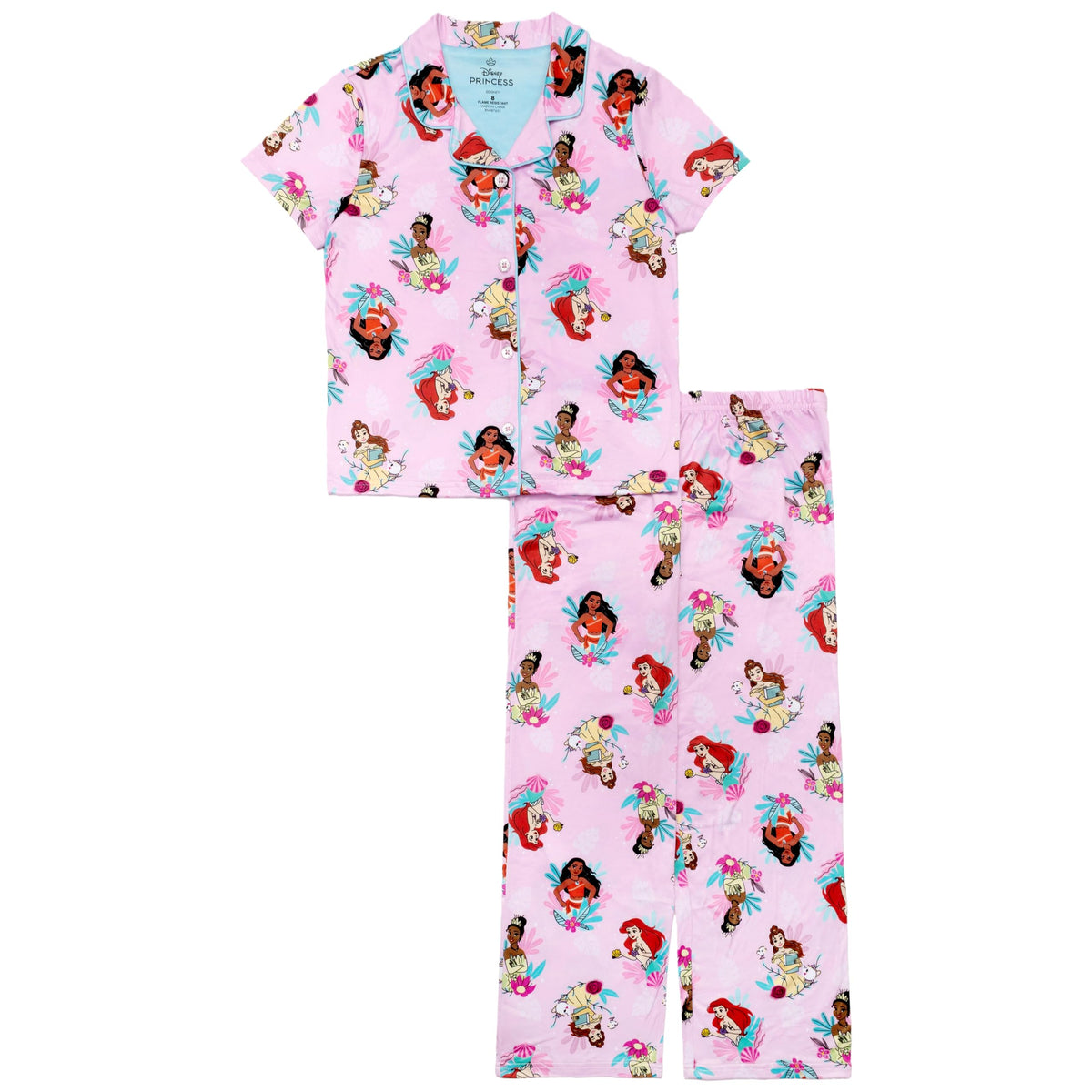 Disney Minnie Mouse Girls' 2-Piece Loose-fit Button Down Matching Pajama Set, Soft & Cute for Kids
