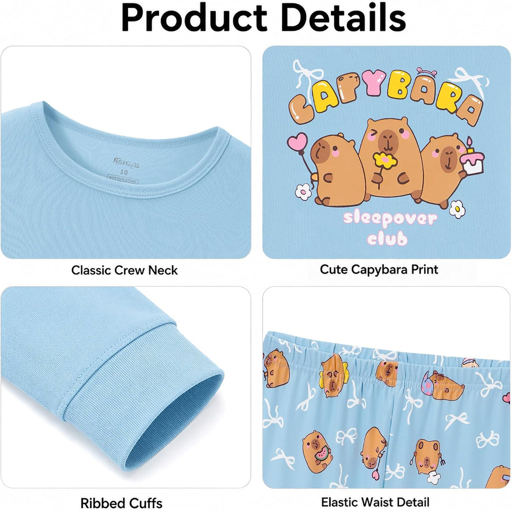 Topgal Girls Snug Fit Pajamas, 2-Piece Long Sleeve Set, Sizes 4T-14
