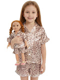 ICOSY Matching Doll and Girls Pajamas, Satin Pjs for 18" Doll and Kid 3-10Y