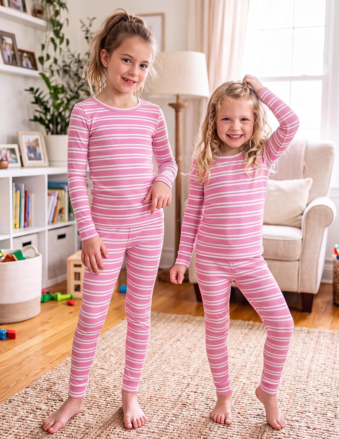 Arshiner Girls Pajamas 2 Piece Snug Fit Kids Pjs Set Long Sleeve Sleepwear