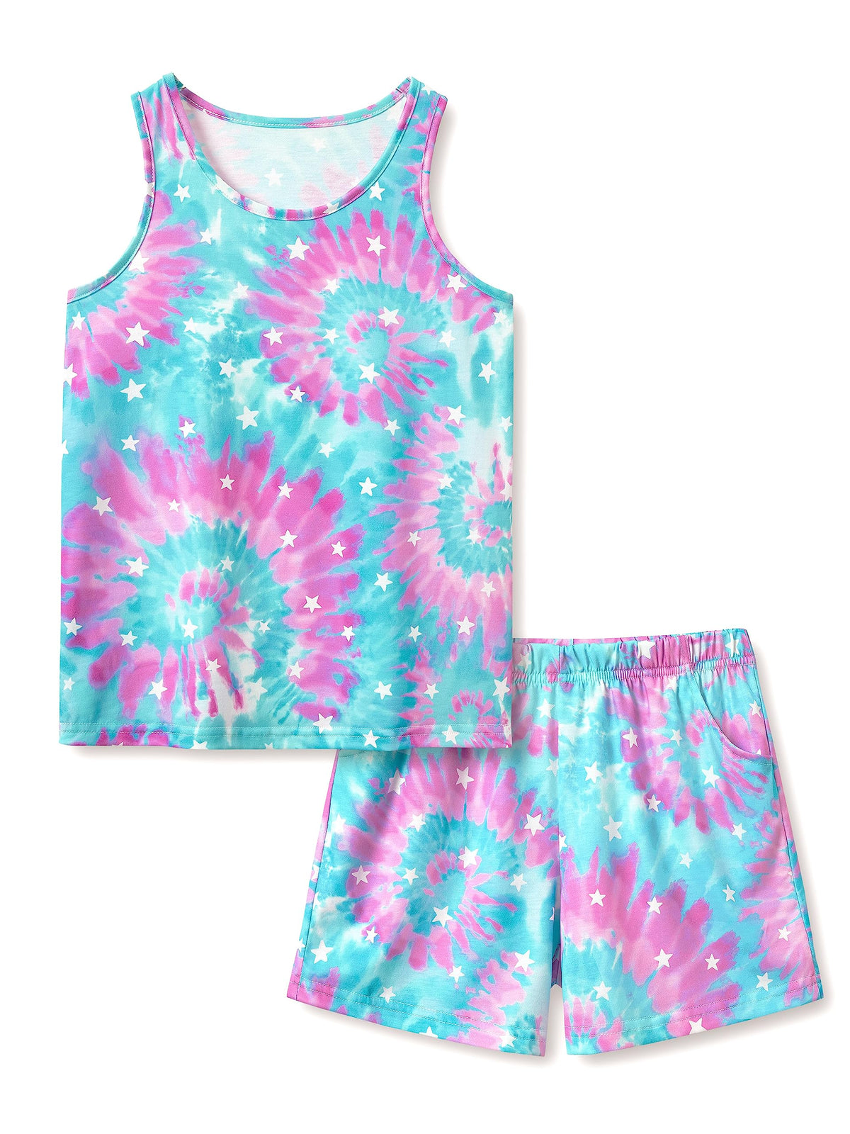 Topgal Little & Big Girls Pajamas Set, Tie-Dye Tank & Shorts, Size 6-18